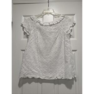 Lilly Pulitzer 100% cotton eyelet lace‎ short sleeve top size 4